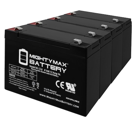 6V 12AH F2 SLA Battery for Newark 99F1799, 44F7566, FNC6100-4 Pack